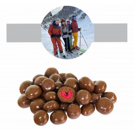 Schokolierte Himbeeren, gefriergetrocknet im Tiegel (150 g) mit Banderole