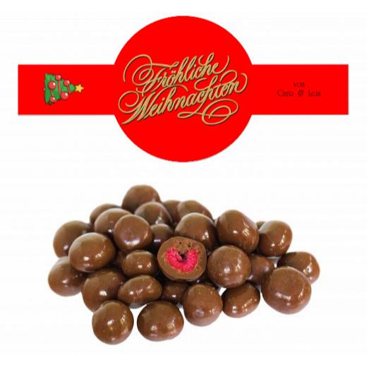 Schokolierte Himbeeren, gefriergetrocknet im Tiegel (150 g) mit Banderole