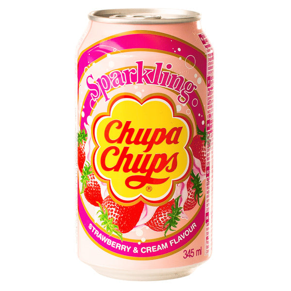 Chupa Chups Sparkling Strawberry Cream 345 ml - der Lolli zum Trinken ;-) (Kurzes MHD: 29.02.2024)