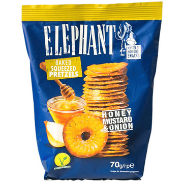 Elephant - flat pretzels - honey, mustard, onion - 70 g (Kurzes MHD: 16.06.2024)