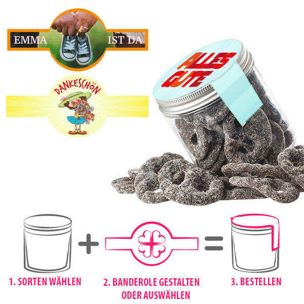 Lakritz-Brezel salzig im Tiegel (150g) mit Banderole (Kurzes MHD: 30.11.2025)