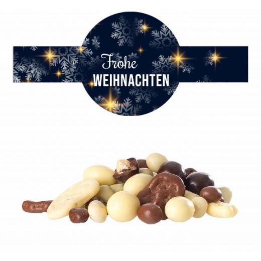 Schokolierter Nuss-Früchte-Mix im Tiegel (150 g) mit Banderole