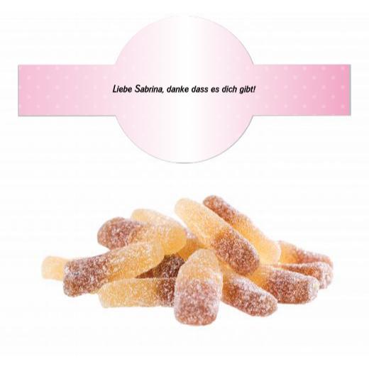 Saure Cola Flaschen im Tiegel (125 g) mit Banderole