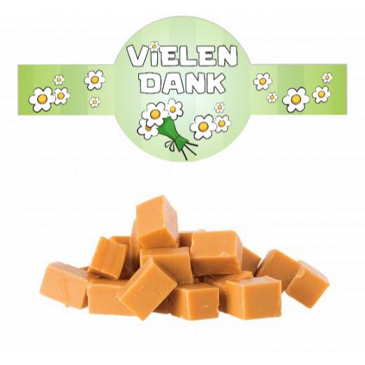 Karamellwürfel Toffee im Tiegel (150g) mit Banderole