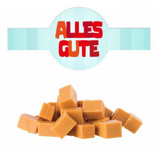 Karamellwürfel Toffee im Tiegel (150g) mit Banderole