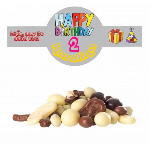 Schokolierter Nuss-Früchte-Mix im Tiegel (150 g) mit Banderole