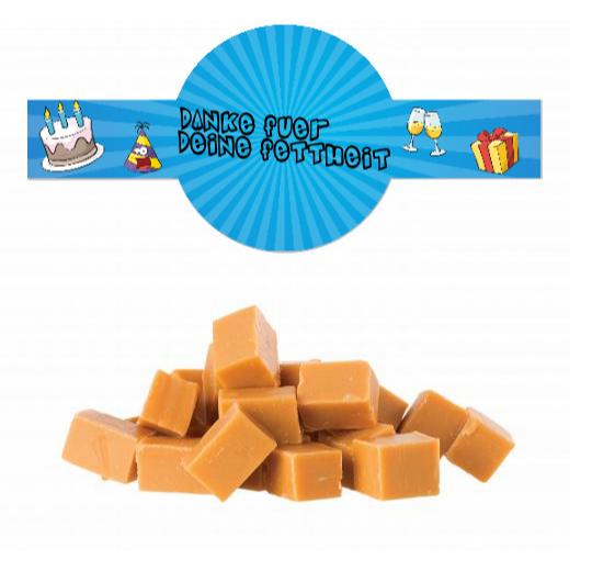Karamellwürfel Toffee im Tiegel (150g) mit Banderole