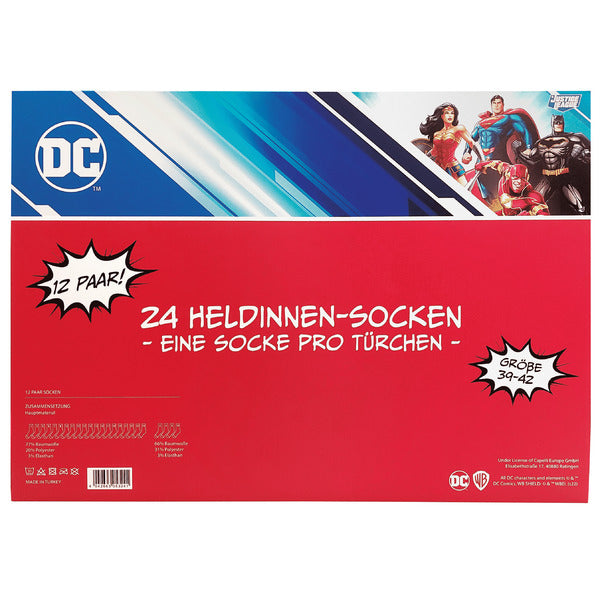 Socken-Adventskalender mit DC Superhelden (Damen 39 - 42)